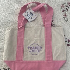 Trader Joe's Pink and Cream Women's Tote Bag